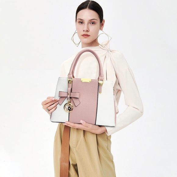 Pink/White Triple-Section Shoulder Bag Bags